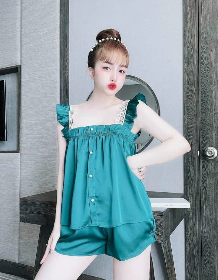 Đồ bộ đùi cánh tiên mặc nhà, bộ ngủ lụa satin cao cấp
