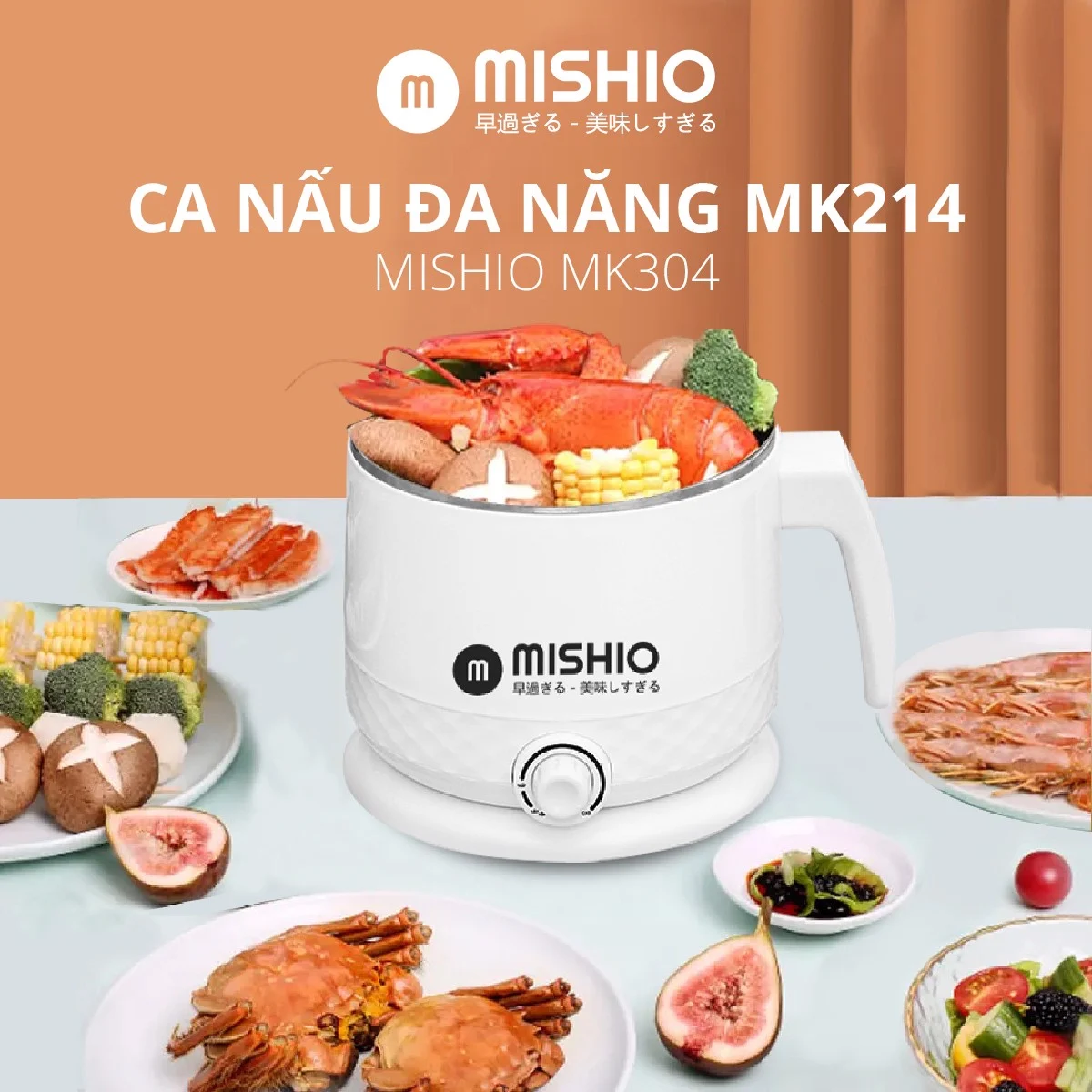 Ca nấu siêu tốc Mishio MK214 1.5L 600W inox 304 - nấu mì nấu lẩu nước sôi, tốc độ đun nhanh, công suất hoạt động ổn định