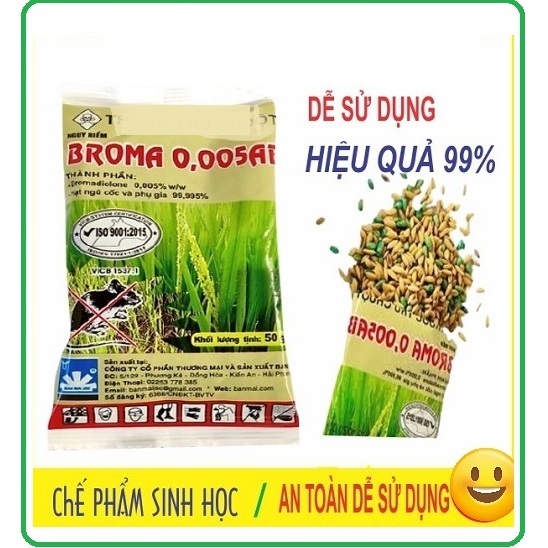  Túi 10 Gói Lúa Diệt Chuột Broma 0,005AB – Bả trừ chuột dạng lúa 