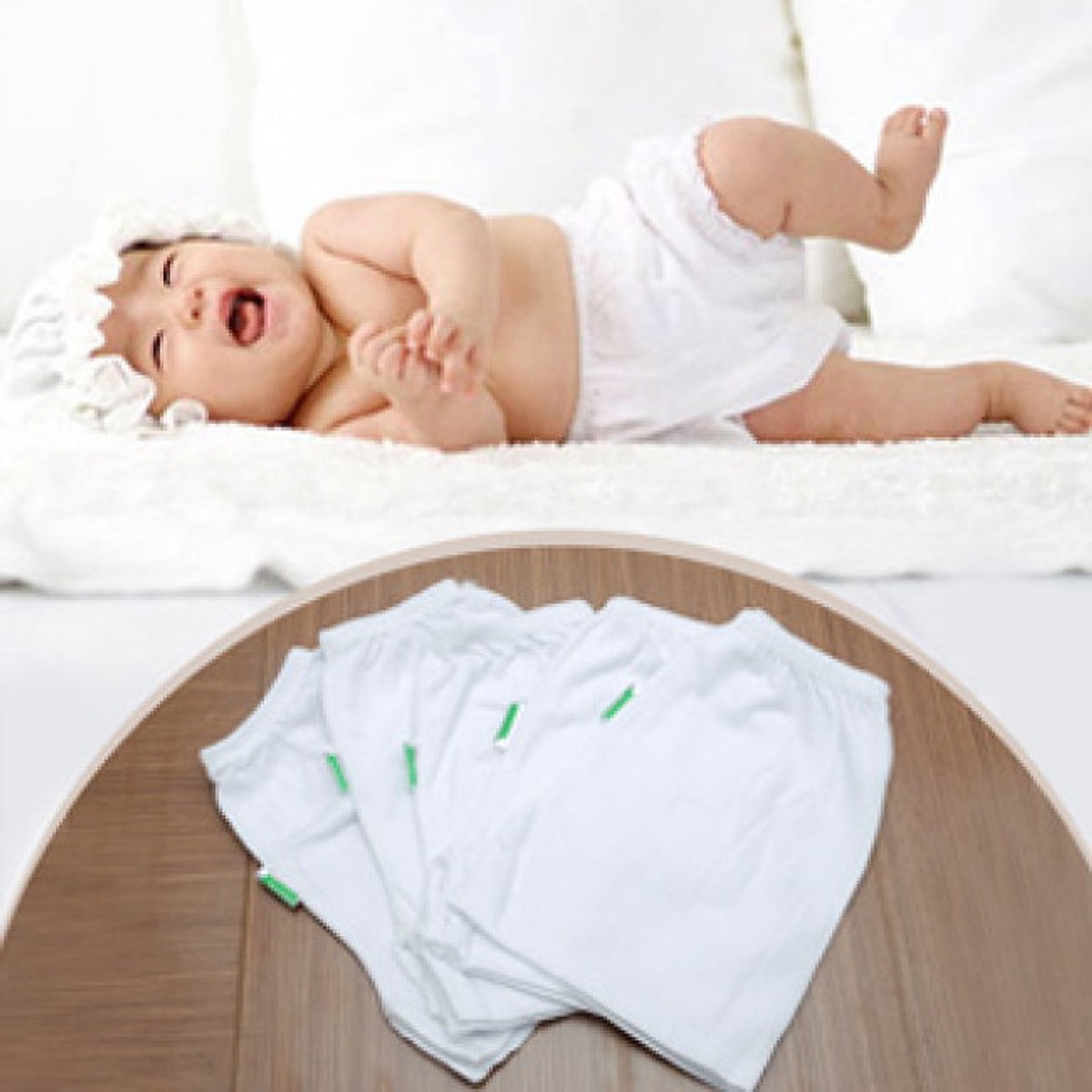 [HCM]Quần đùi sơ sinh màu trắng Bosini cho bé từ sơ sinh đến 17kg-2 Cái Quần ngắn sơ sinh