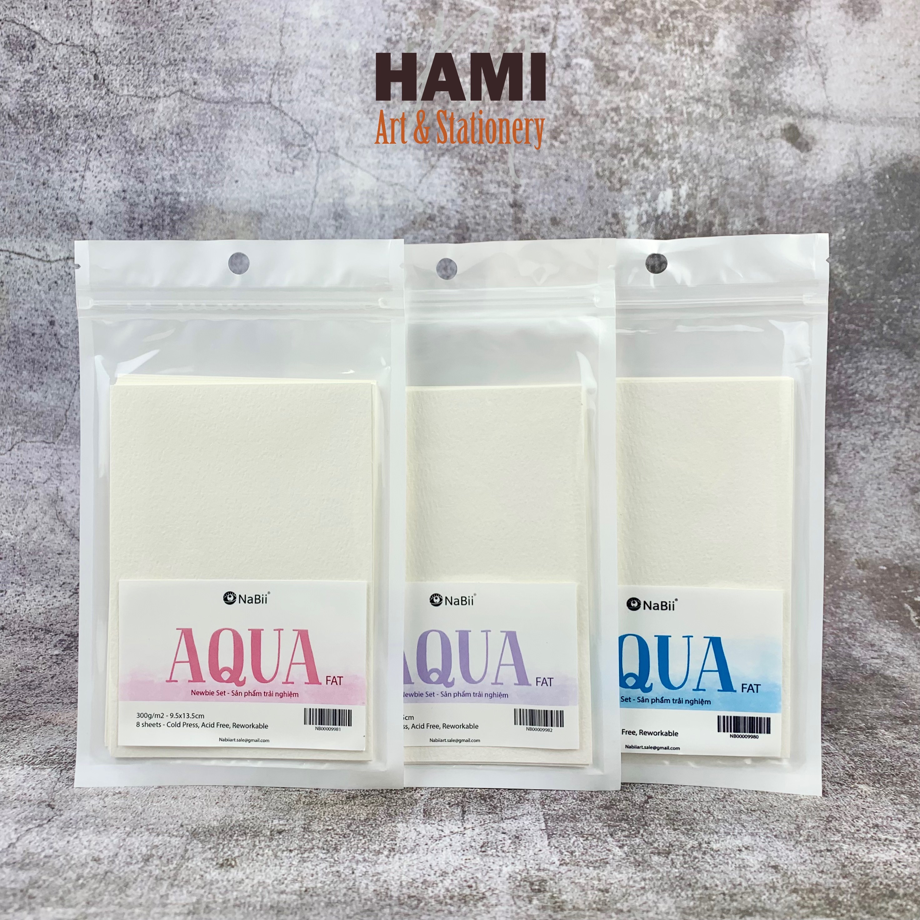 Giấy vẽ màu nước Nabii Aqua Fat A6 300gsm 8 tờ