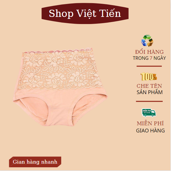 Quần lót nữ gen bụng định hình chất cotton phối ren co giãn tốt,thoáng mát,thấm hút mồ hôi,tạo cảm giác thỏa mái,dễ chịu Freesize 45-65kg VT-53 Việt Tiến