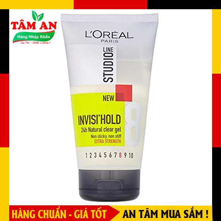 Keo vuốt tóc nam cứng L'oreal Studio Spurenlos Fx số 8, gel vuốt tóc nam tạo kiểu, keo vuốt tóc nam giữ nếp tóc, 150ml