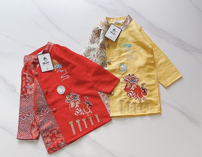Áo dài cách tân thêu lân bé trai size đại 12-32kg