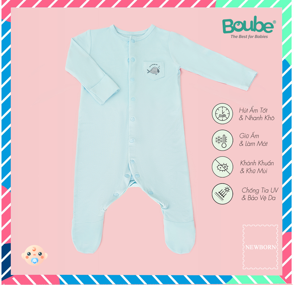 Bộ body, bộ liền thân liền tất nhiều màu sắc cho em bé sơ sinh Boube
