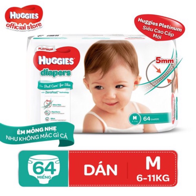Tã dán huggies platinum siêu cao cấp size M 3 miếng