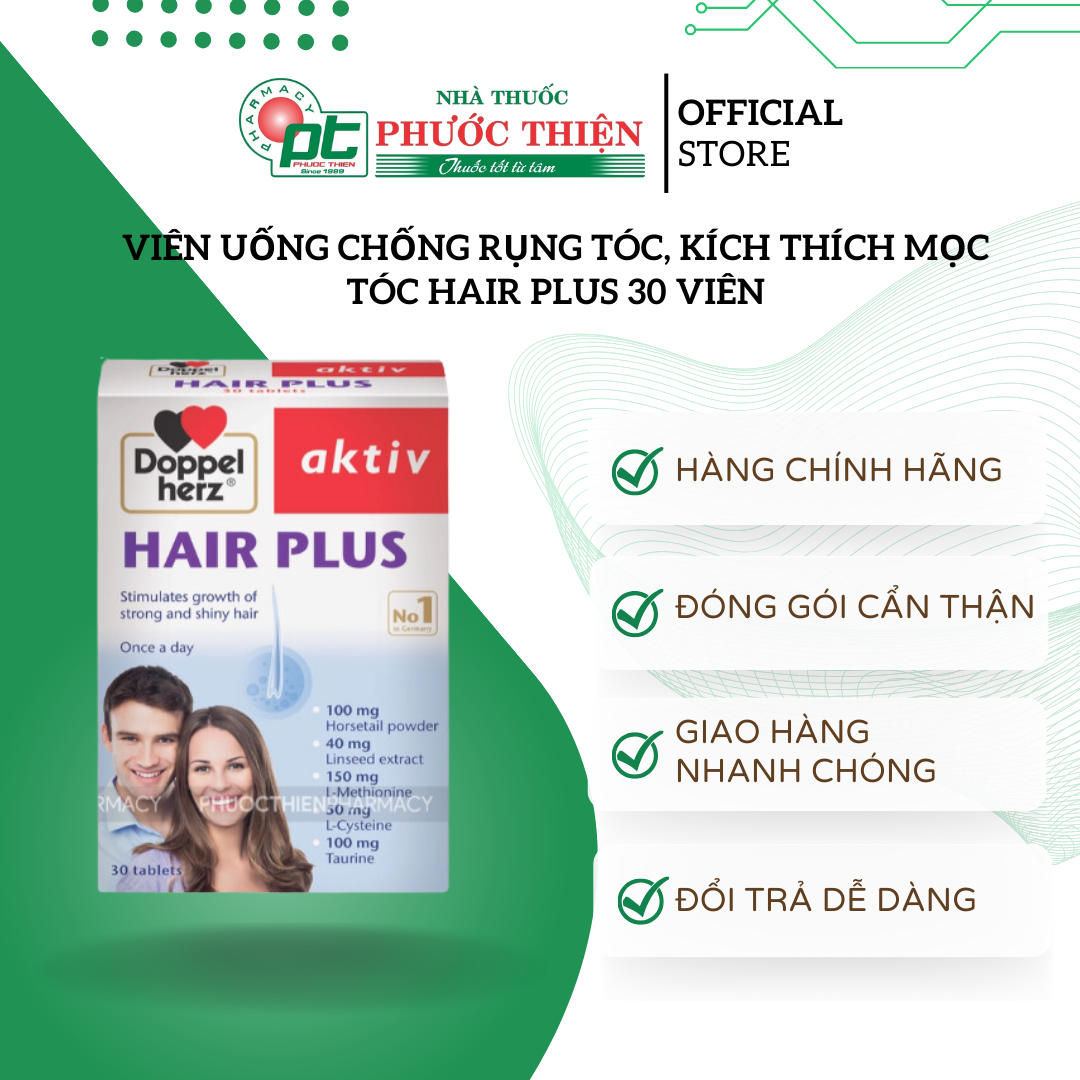 Viên uống chống rụng tóc, kích thích mọc tóc Hair Plus 30 Viên