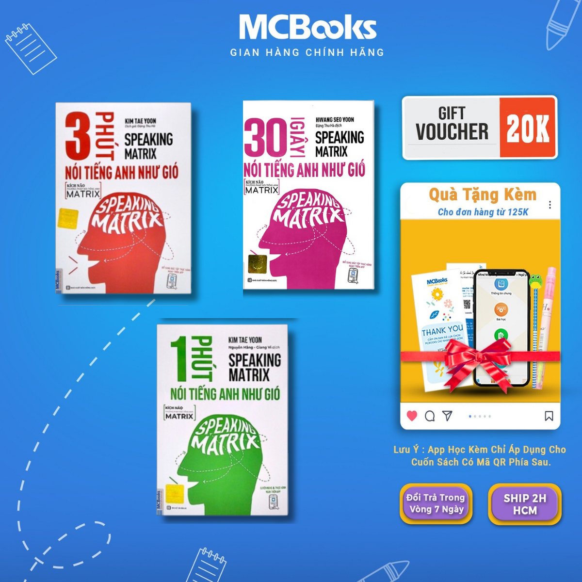 Sách - Combo Speaking Matrix: 30 giây nói tiếng Anh như gió -1 Phút Nói Tiếng Anh Như Gió - 3 phút nói tiếng Anh như gió - McBooks