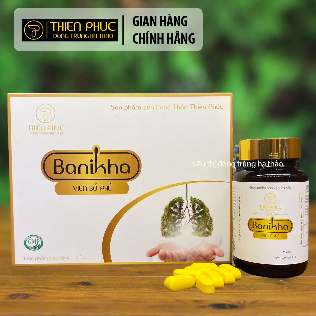 Viên bổ phế đông trùng hạ thảo banikha thiên phúc 1 hộp 2 lọ 60 viên