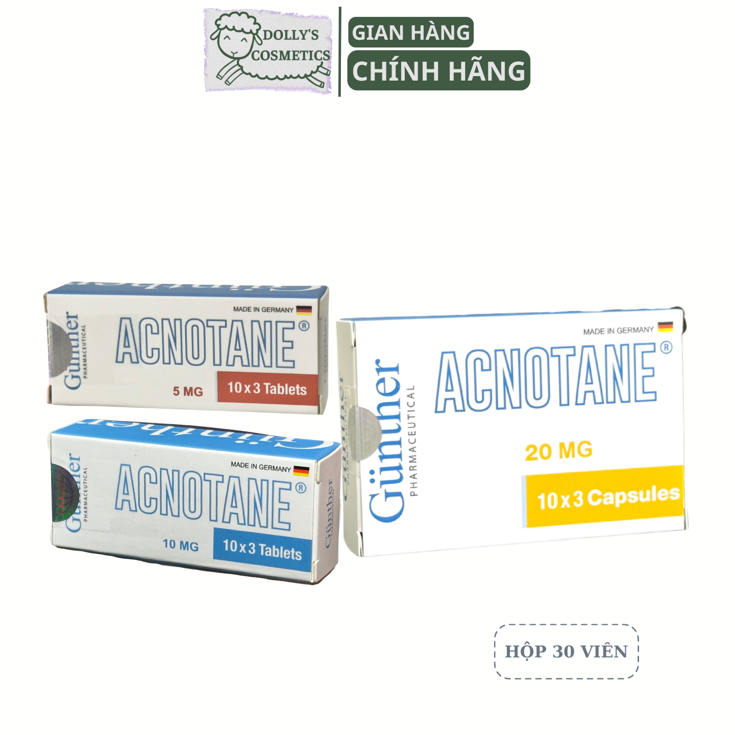 Viên uống ACNOTANE 5/10/20mg Giảm Mụn Cho Da Nhờn (30 viên)