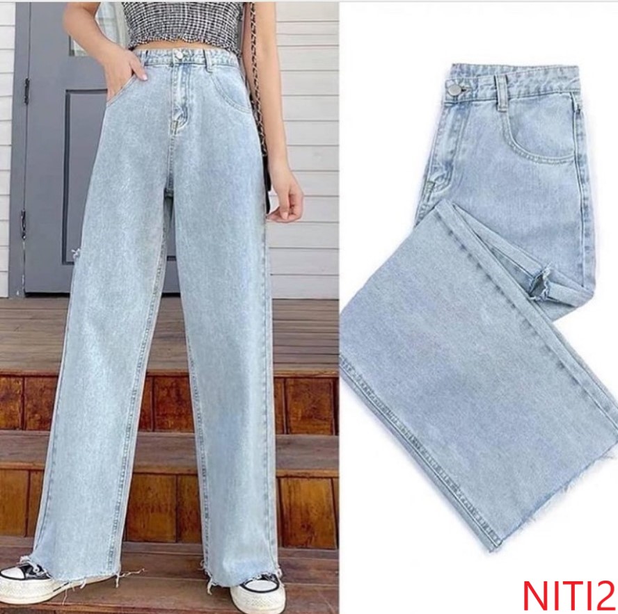 [ SIÊU LẬT MẶT!!! ] QUẦN JEAN ỐNG RỘNG NỮ CAO CẤP NITI2 DÀI RỘNG MÀU NHẠT SÁNG RÁCH BE PHẢI CAO CỰC HOT-NL1258
