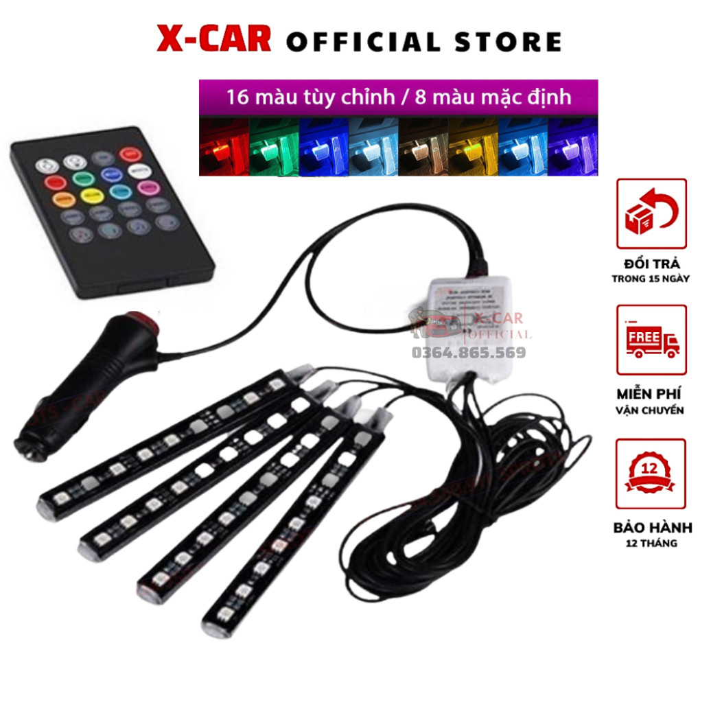 Đèn led trang trí xe hơi chuyển đổi màu | Điều khiển từ xa bằng REMOTE