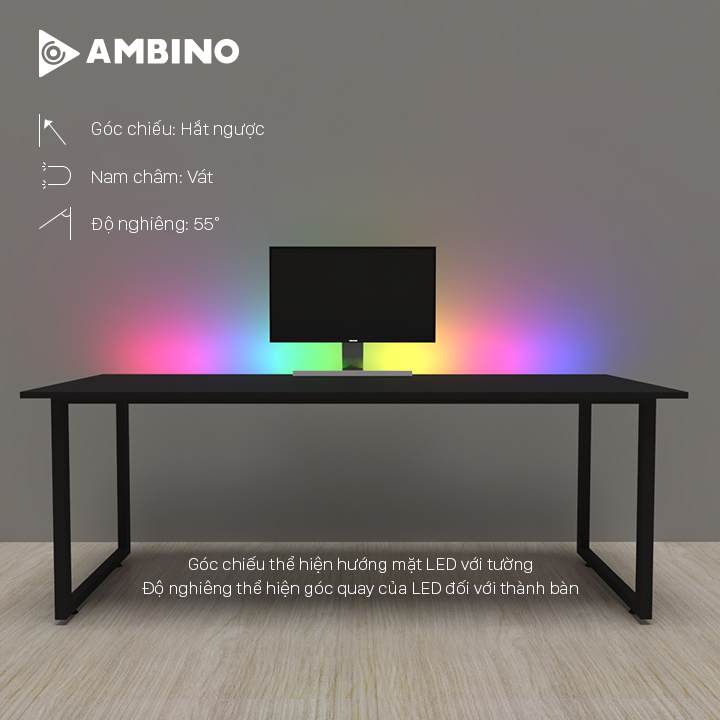 Bộ Led Dán Cạnh Bàn Ambino Edge 2m - Led RGB Điều Khiển Bằng Phần Mềm