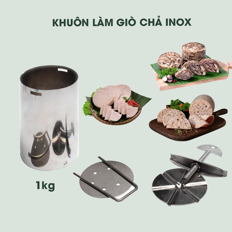 Khuôn làm giò xào bằng inox loại 1KG-2KG, khuôn giò inox tiện dụng, khuôn ép giò xào, dụng cụ làm giò loại 1KG
