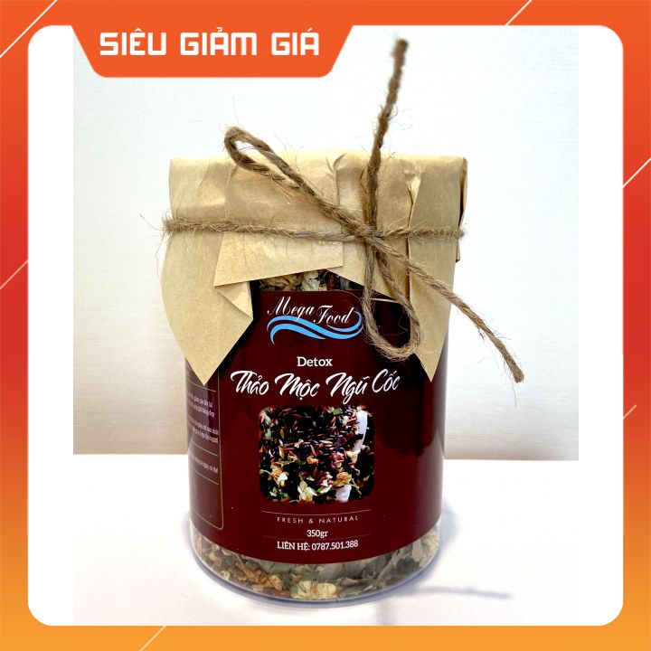 Detox Trà Ngũ cốc Thảo mộc gạo lứt, đỗ đen, đỗ đỏ, hoa nhài, lá sen, 350g Thực phẩm tăng cường sức khỏe