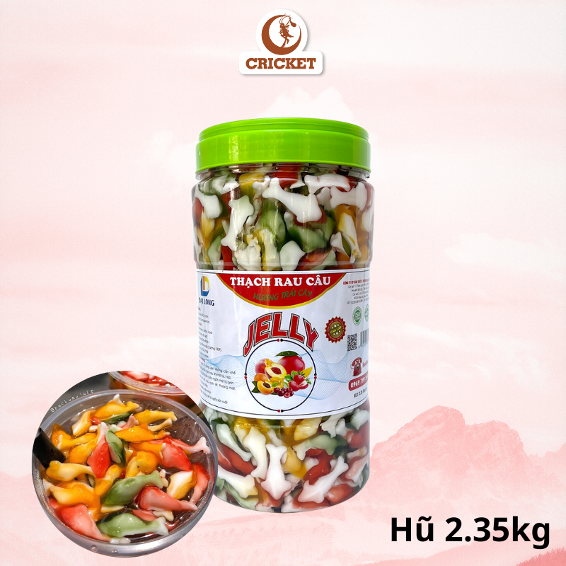 Thạch Rau Câu Con Cá Heo 4 Màu Đại Long Hũ 2.35kg Hương Trái Cây làm topping trà sữa trà trái cây.