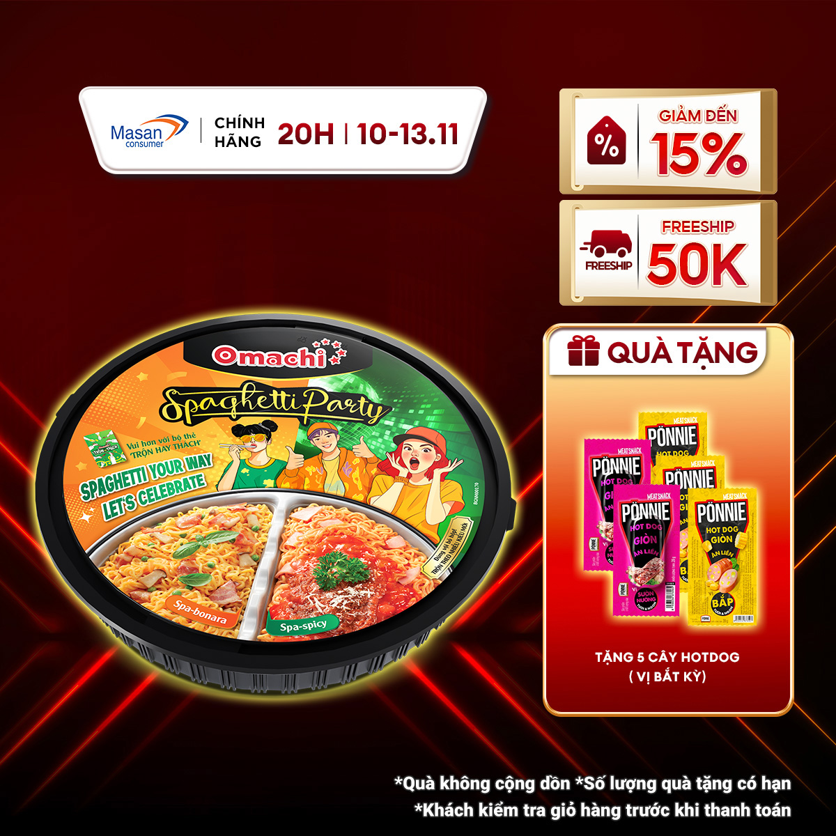   11.11-13.11 Voucher 18% CHO ĐƠN TỪ 199K Mì Omachi trộn hai vị hộp x 661gr 