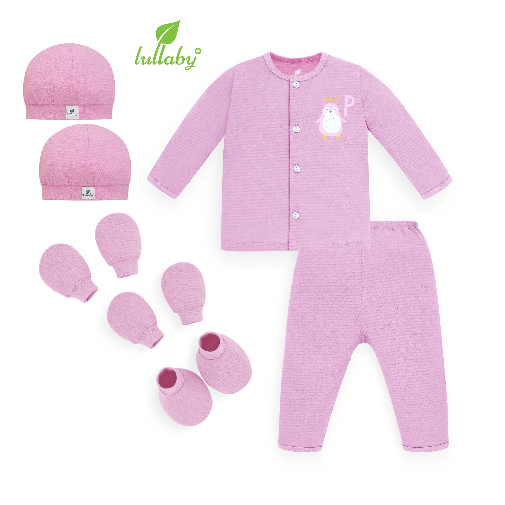 Lullaby - Combo Sơ Sinh (1 Bộ Quần Áo - 2 Mũ - 2 Đôi Bao Tay - 1 Đôi Bao Chân) NH68707172B