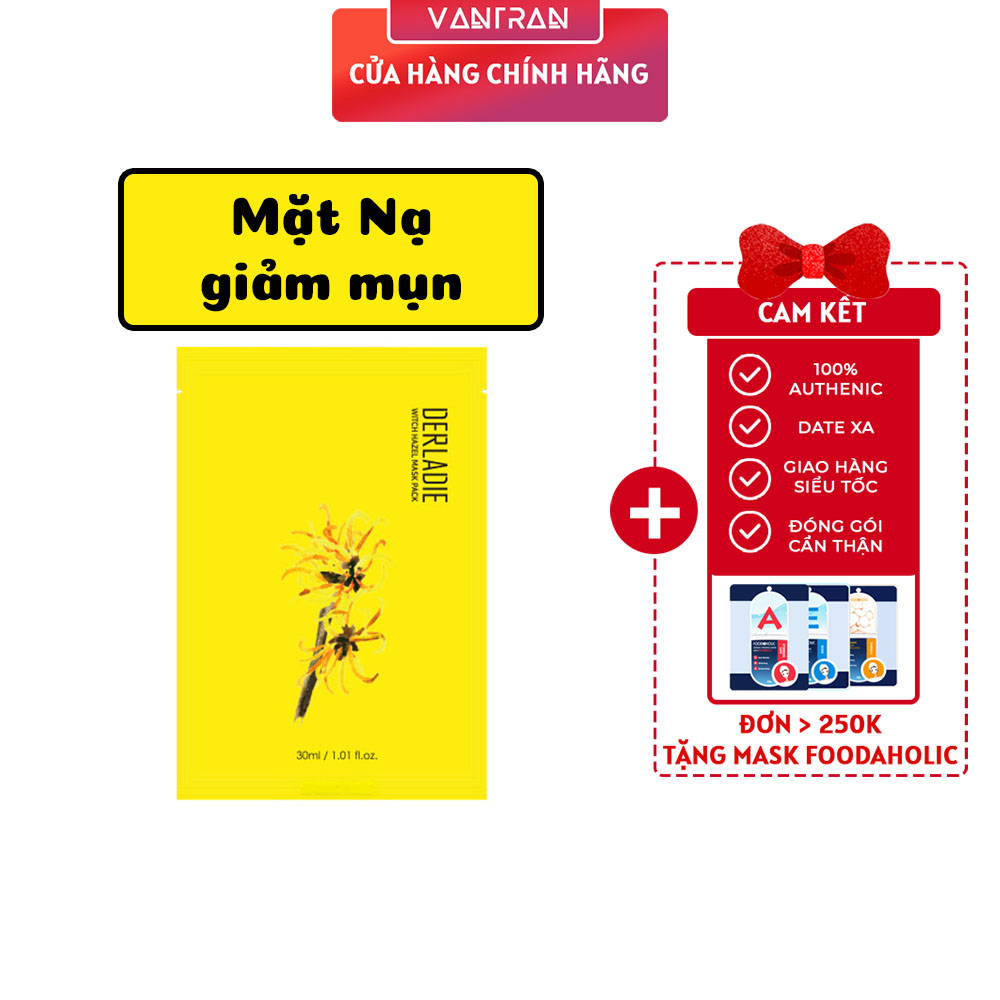 Mặt nạ giảm mụn, dưỡng trắng da derladie witch hazel mask pack 30ml
