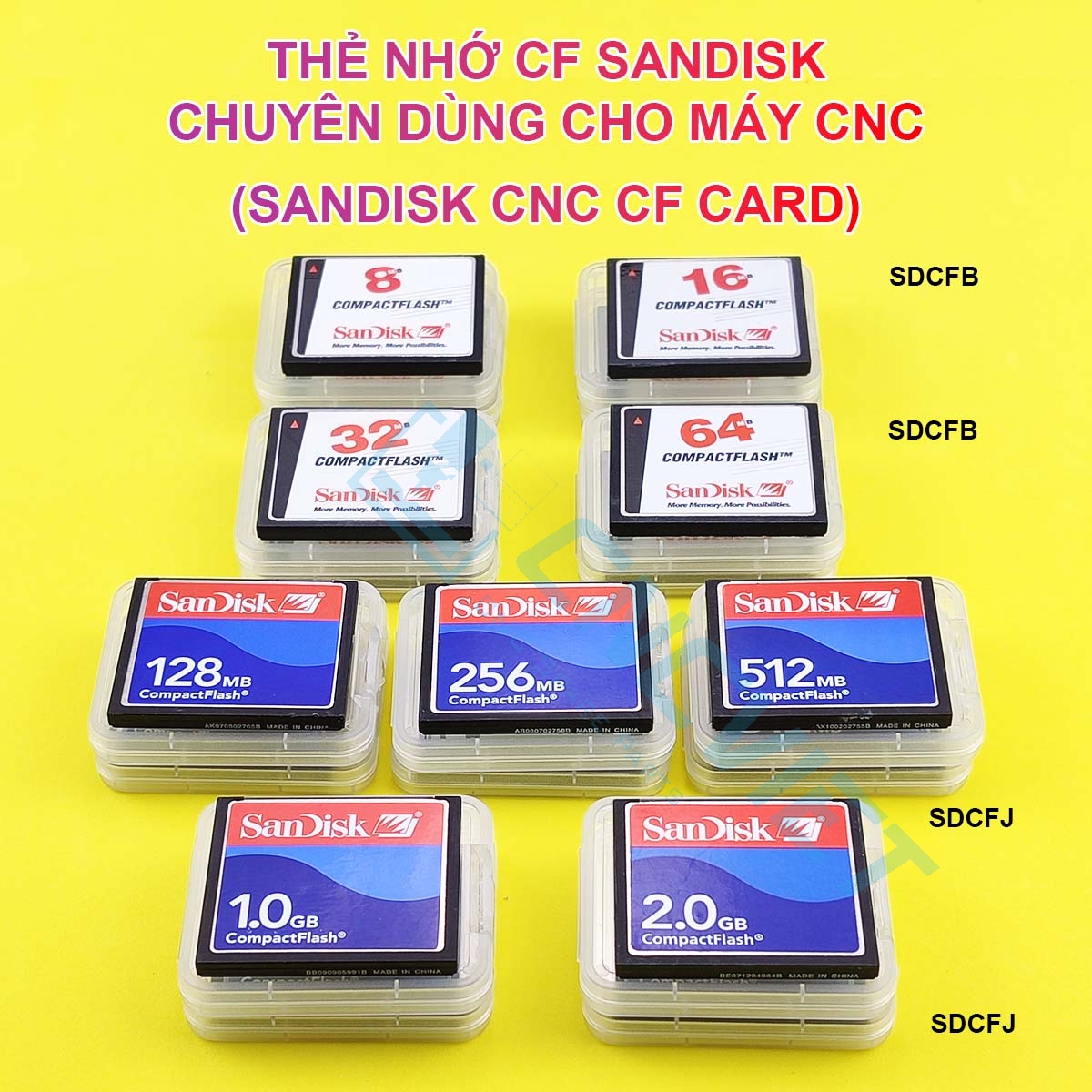 THẺ CF SANDISK SDCFB SDCFJ 133x CHUẨN CÔNG NGHIỆP DÀNH CHO MÁY CNC