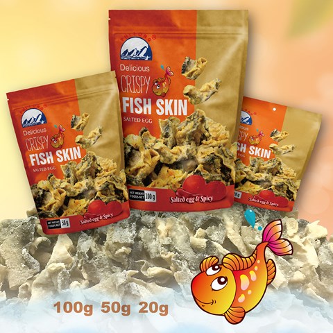 Combo 5 gói Crispy Fish Skin - Thơm giòn Da Cá - Vị Cay