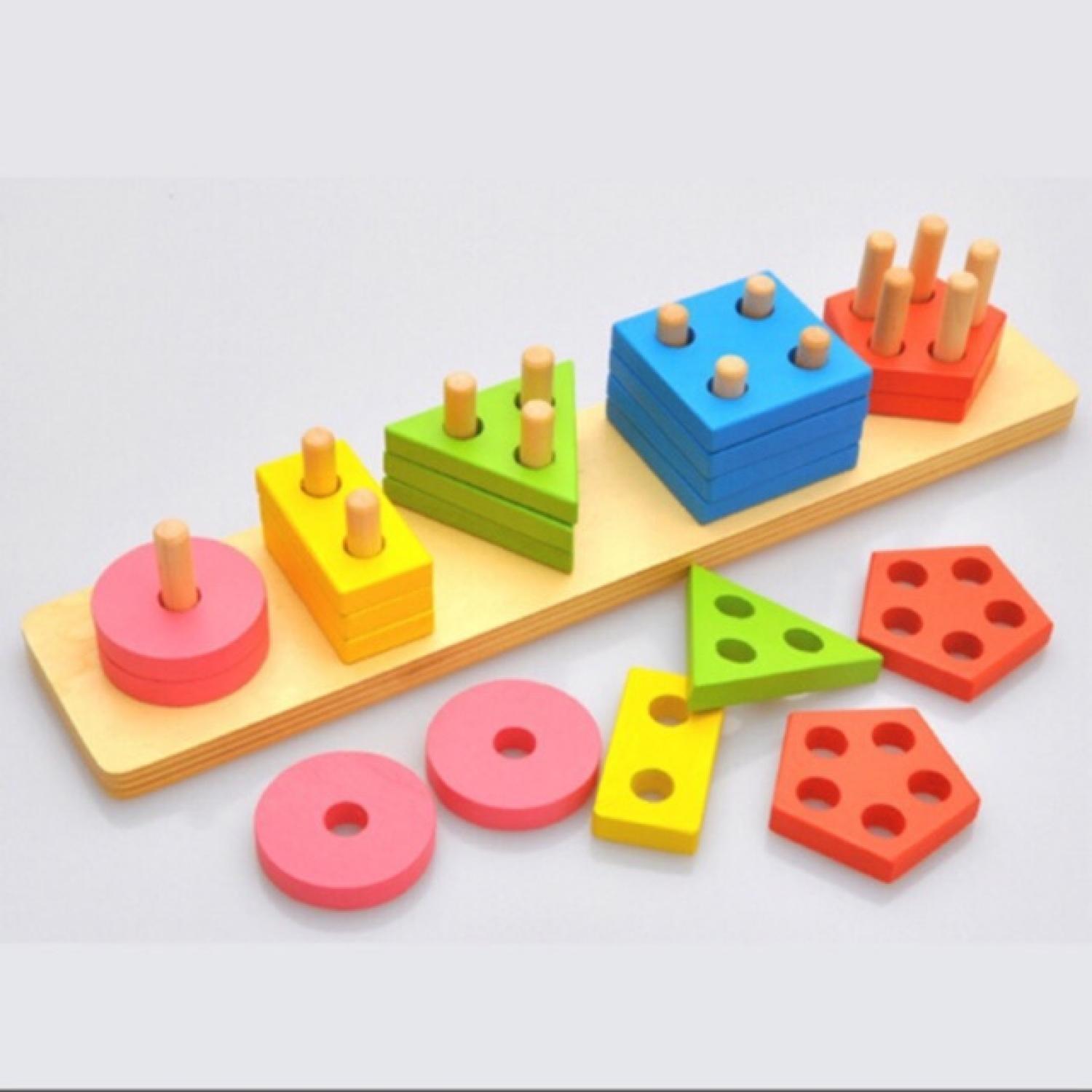 Đồ chơi gỗ ❤️ Giúp bé học hình dạng và màu sắc Montessori