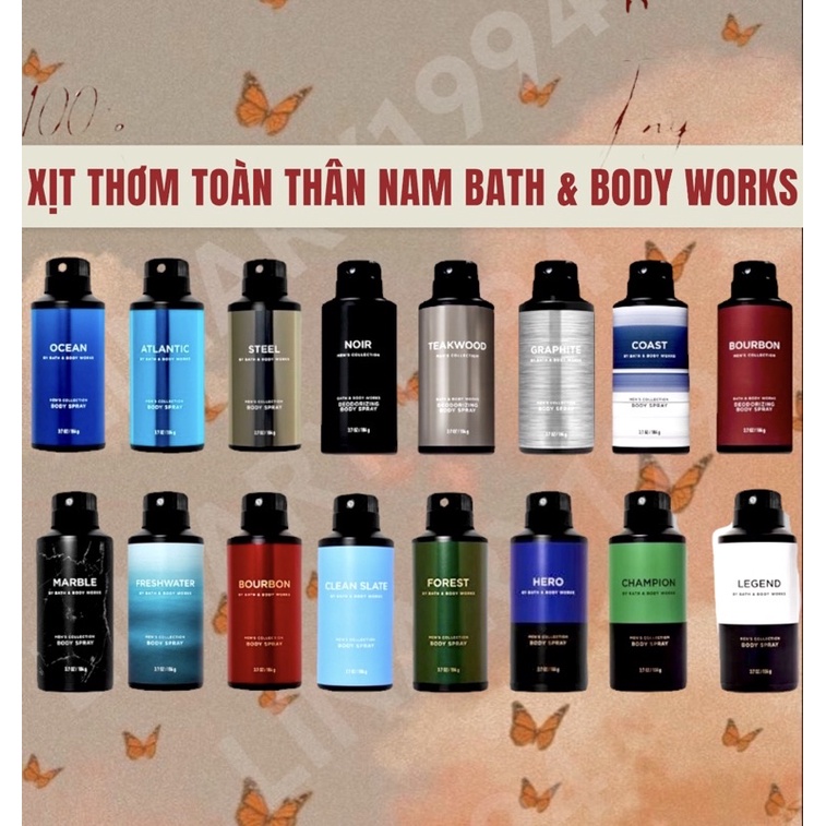 Bath & body works xịt thơm toàn thân nam