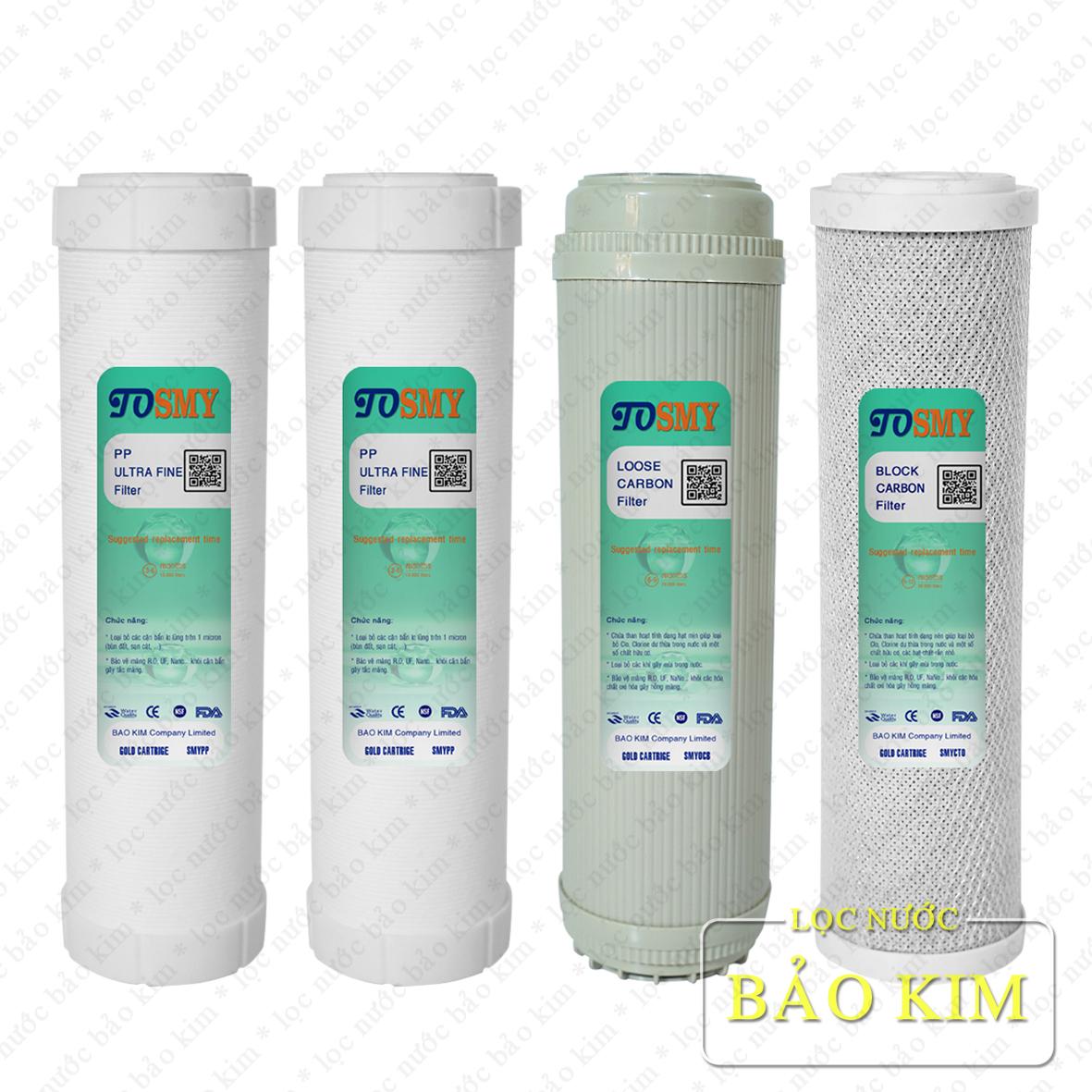 [HCM]Bộ 4 lõi lọc số 123 SMY 10 inch (2 Ultra fine + Losse carbon + Block carbon)