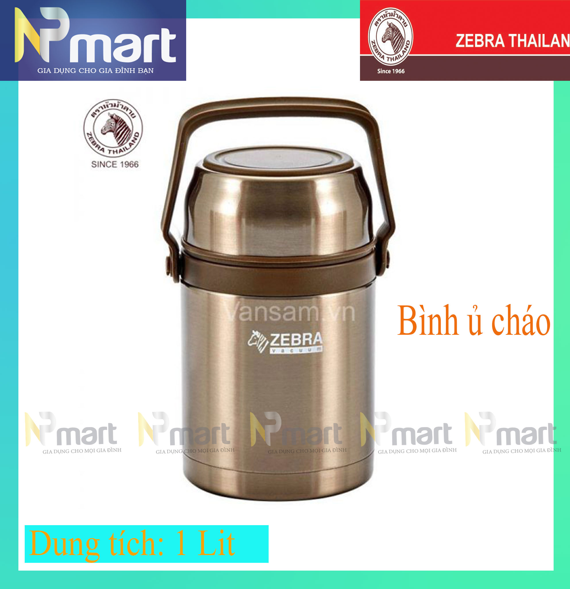 Bình ủ cháo giữ nhiệt zebra picnic thái lan 1 lít 152435