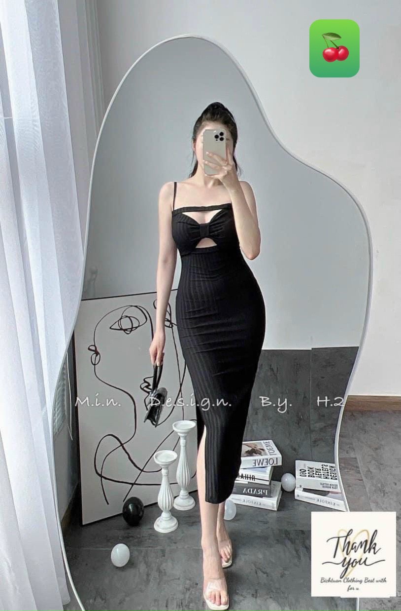 Đầm BODY -đầm dự tiệc-cổ yếm nhún ngực cap cấp DOTTIE FASHION.