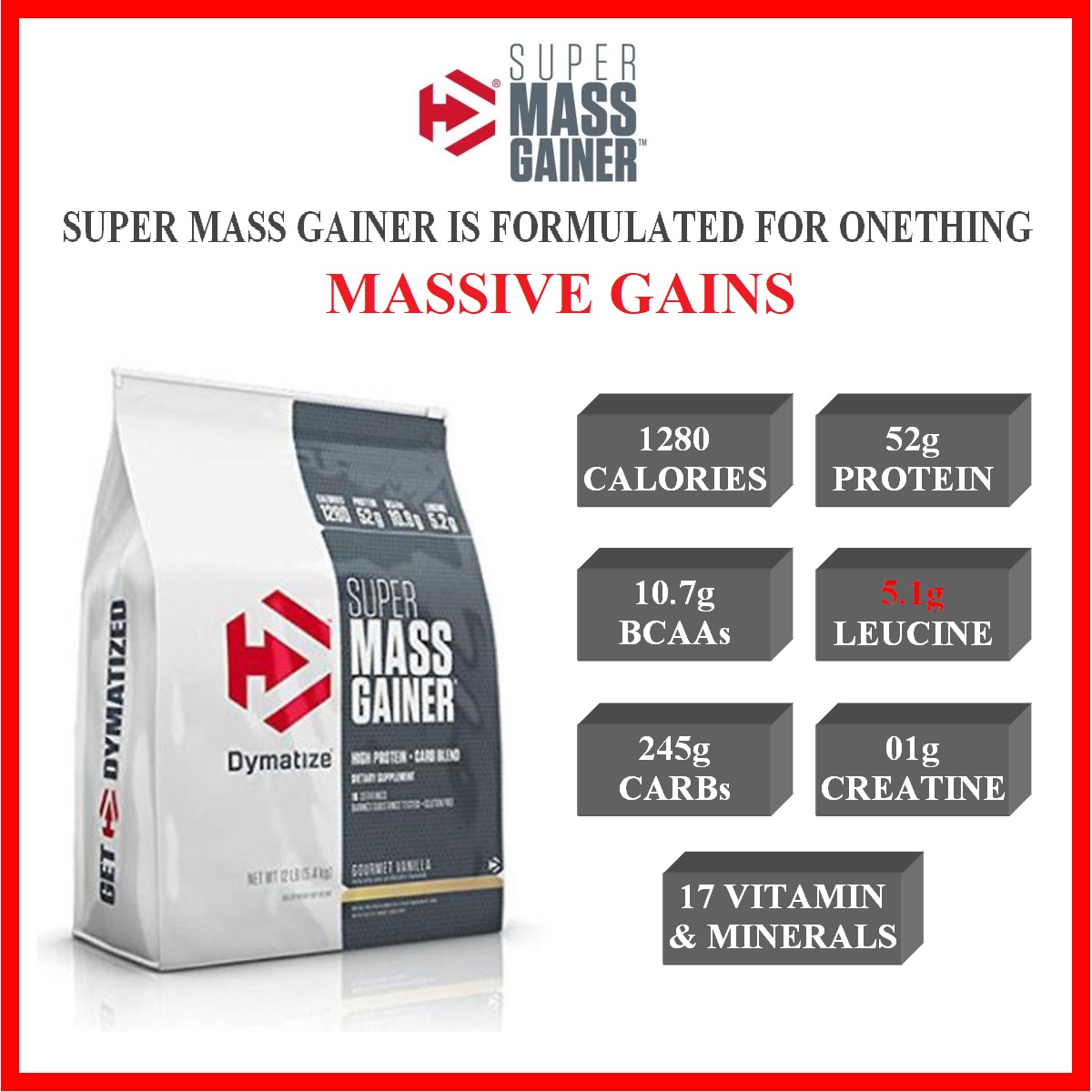 DYMATIZE SUPER MASS GAINER 5,45Kg - Sữa tăng Cân, tăng Cơ cho người gầy, hiệu quả, an toàn