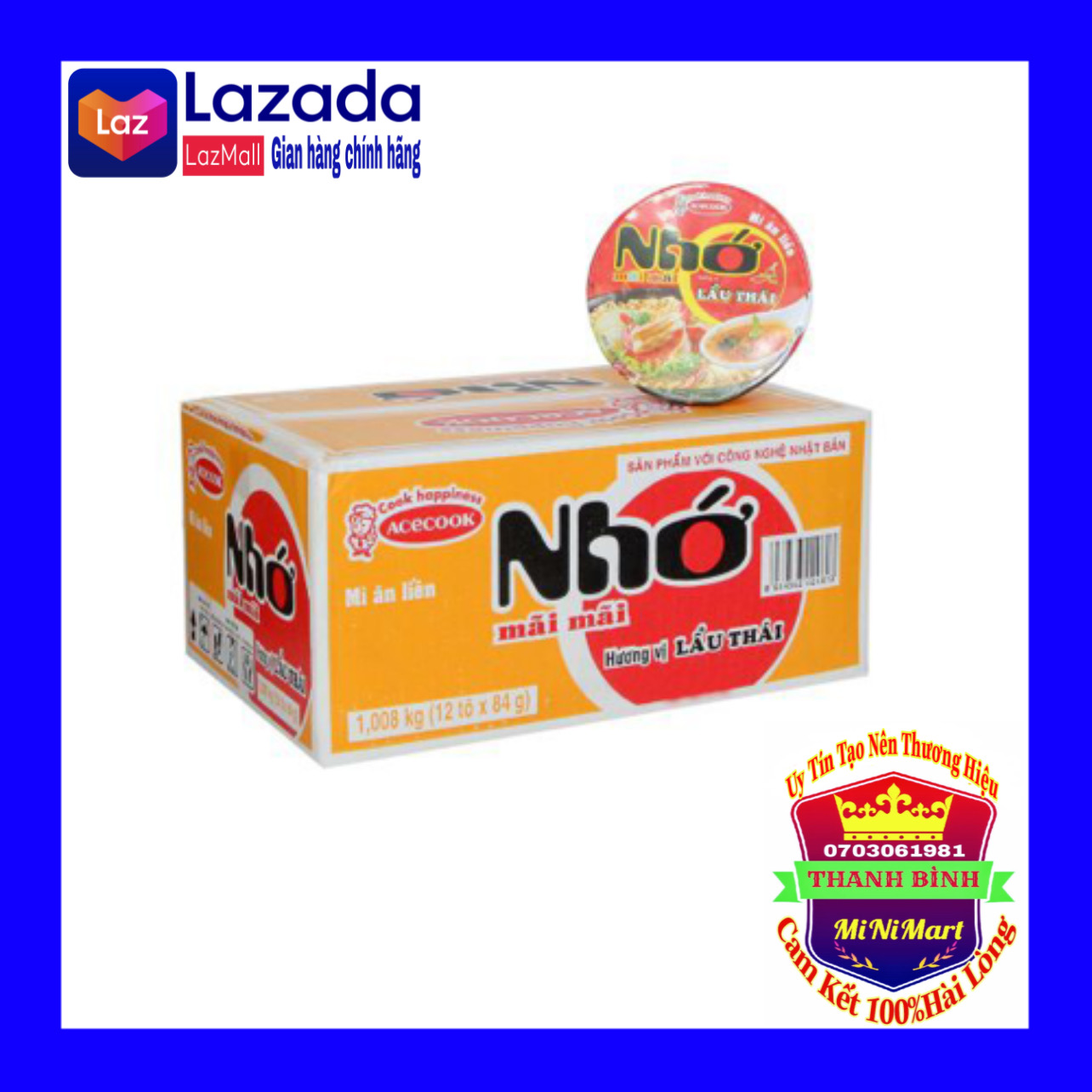 Mì tô nhớ lẩu thái tôm thùng 84g x 12