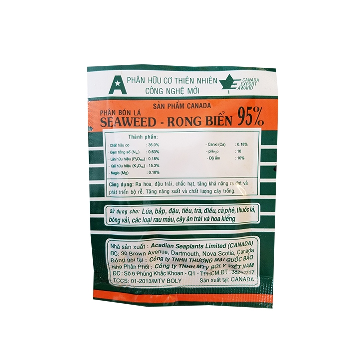 Phân bón hữu cơ tảo biển Seaweed Canada chứa chất điều hòa sinh trưởng cho hoa hồng mai hoa kiểng - 10g