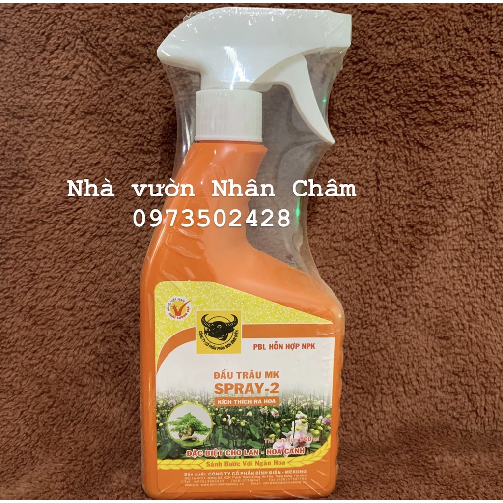 Phân bón lá cao cấp đầu trâu spray 2 kích thích ra hoa chai 500ml
