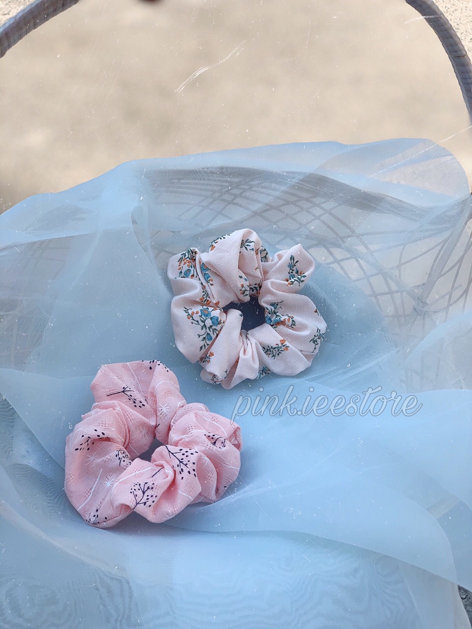 Scrunchies vải hoa siêu đẹp - cột tóc hottrend