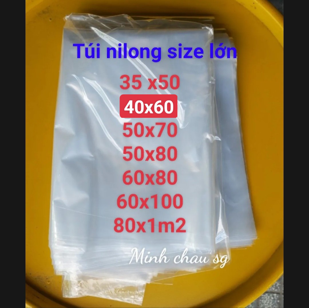 Túi nilong khổ nhỏ lớn /túi pe hàng toto dẻo dày 5 zem , bao nilong lồng bao tải/ bọc nilong bảo quản hàng hóa loại không quai dẻo mỏng 3,5 zem 0.5kg, 1kg
