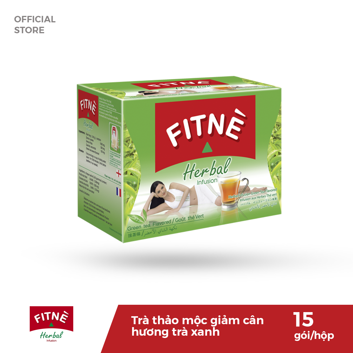 Trà giảm cân FITNE vị Trà Xanh giảm cân tự nhiên bằng cách đào thải thức ăn thừa ra khỏi cơ thể - 35g