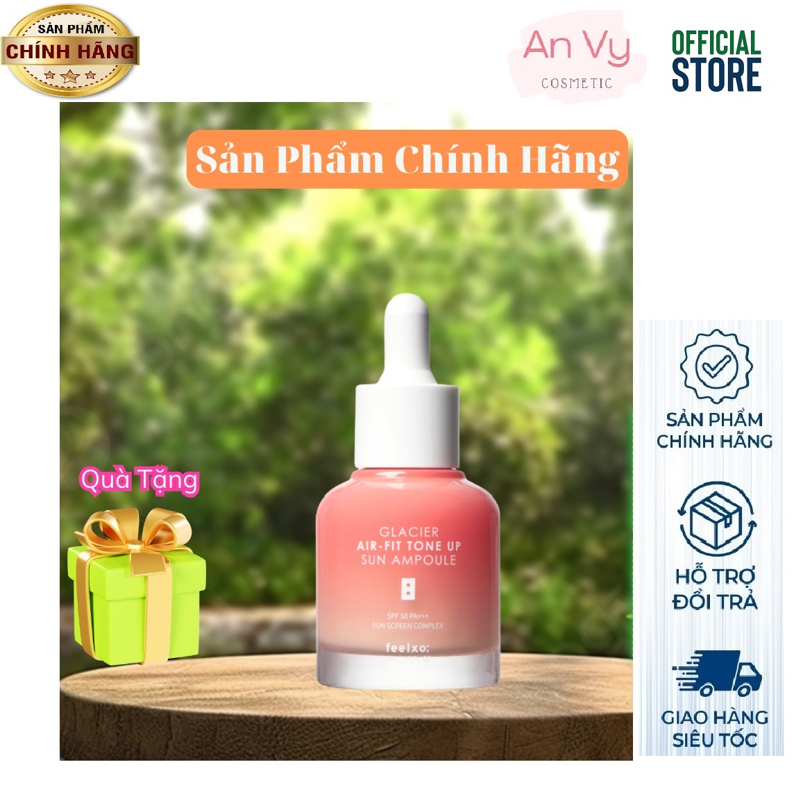 Serum Chống Nắng Dưỡng Trắng Nâng Tone Feelxo Glacier Air- Fit Tone Up Sun Ampoule SPF50+/PA+++ 30ml