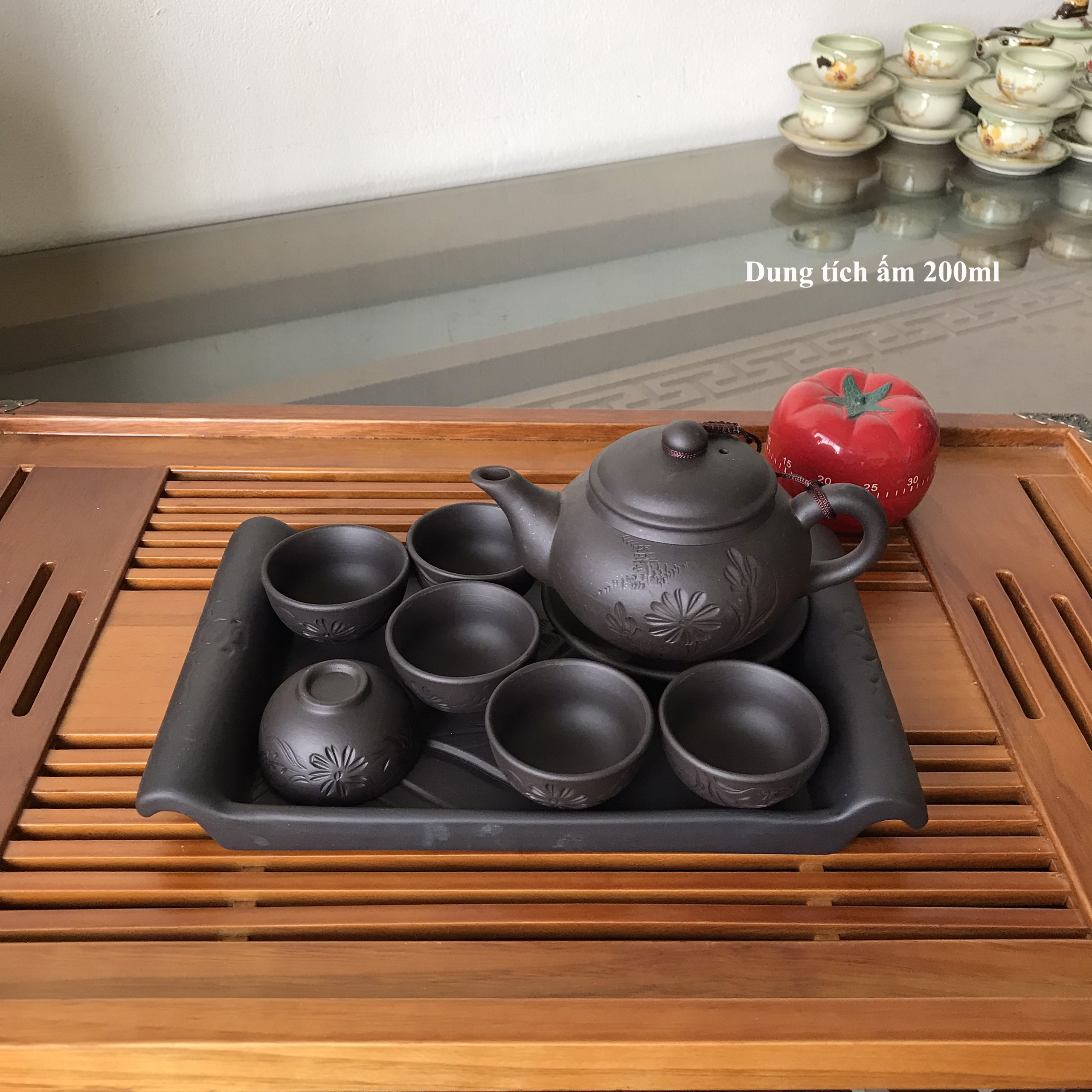 Ấm chén pha trà bát tràng, ấm chén uống trà bát tràng gqa01