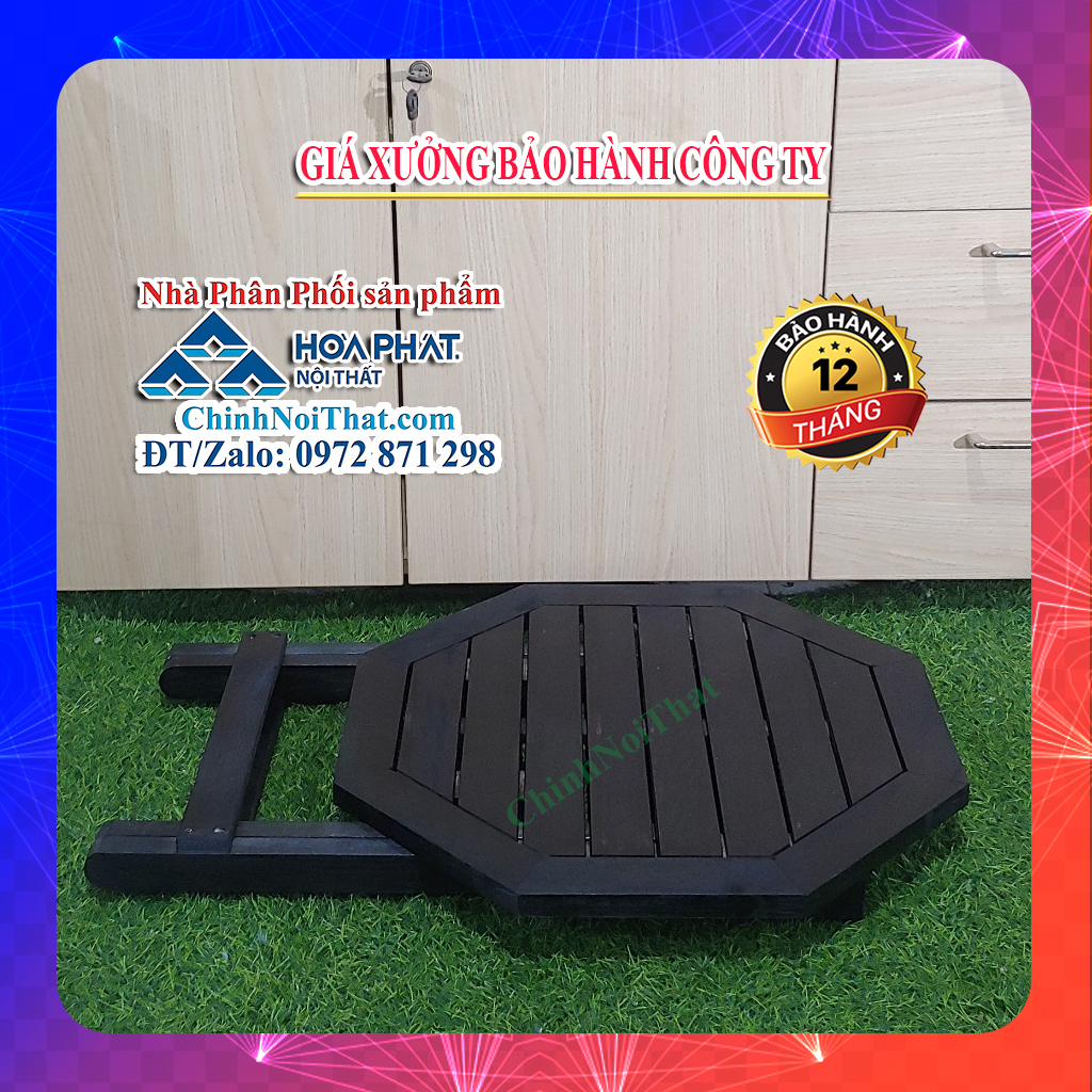{BẢO HÀNH 12 THÁNG} Bàn gỗ gấp xếp lục giác màu đen BXG8V {Bền - Rẻ - Đẹp 6 THÁNG BẢO HÀNH - ChinhNoiThat} - Bàn cafe, Bàn để mồi câu cá, Bàn dã ngoại, Bàn gấp xếp, Bàn bãi biển