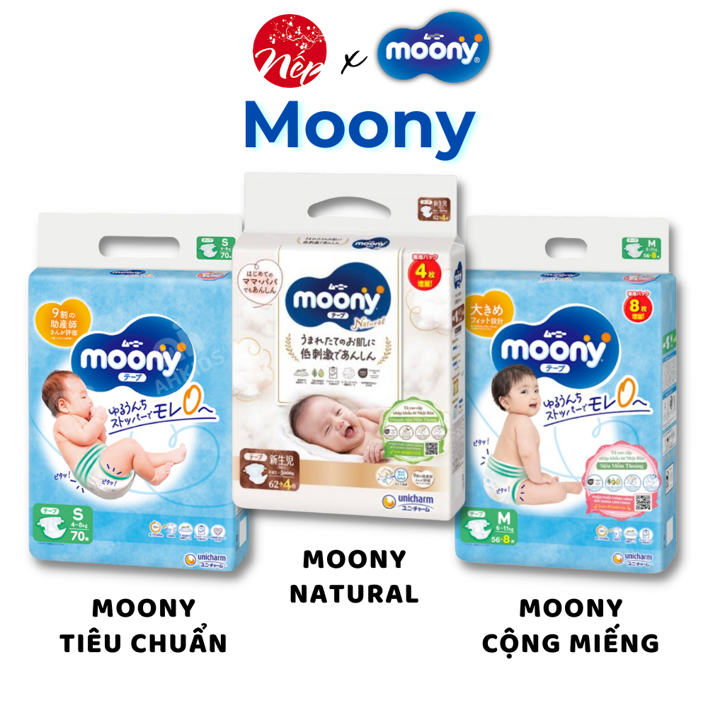 [CỘNG MIẾNG] Tã bỉm dán quần MOONY tiêu chuẩn natural Nhật Bản - Hàng chính hãng