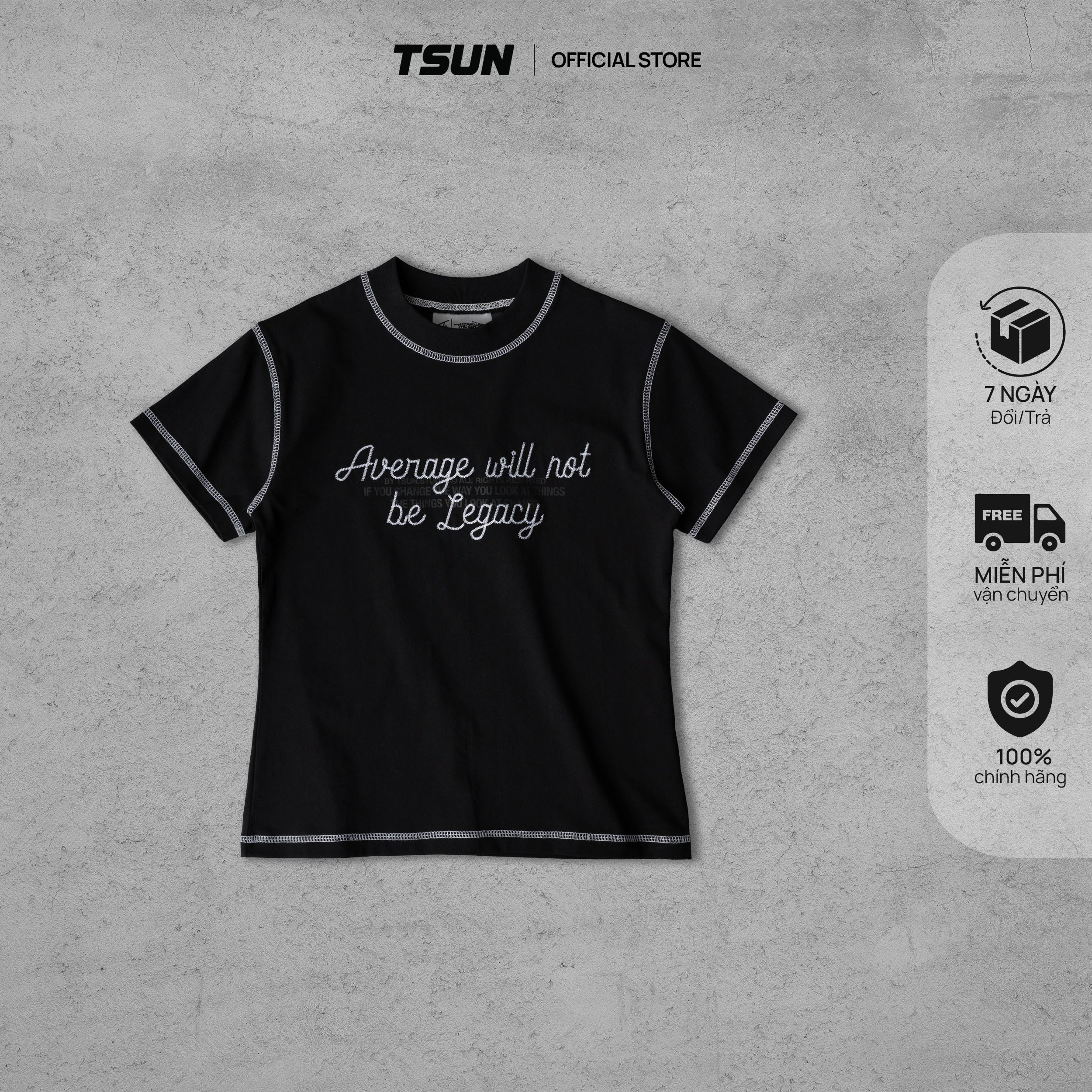 Áo baby tee tsun signaline - đen - - thêu