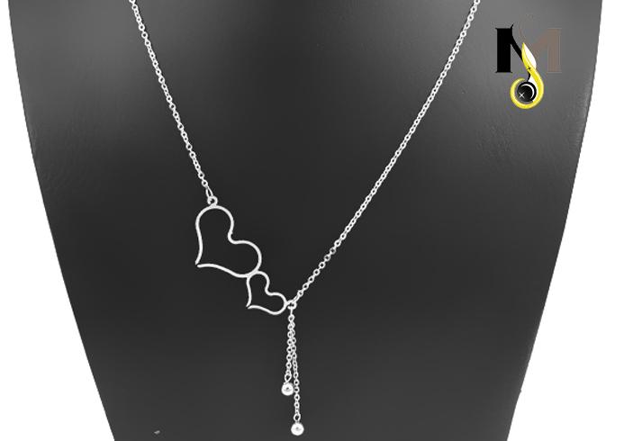Dây chuyền Inox nữ Trái tim rỗng rớt bi - Không đen, không rỉ sét