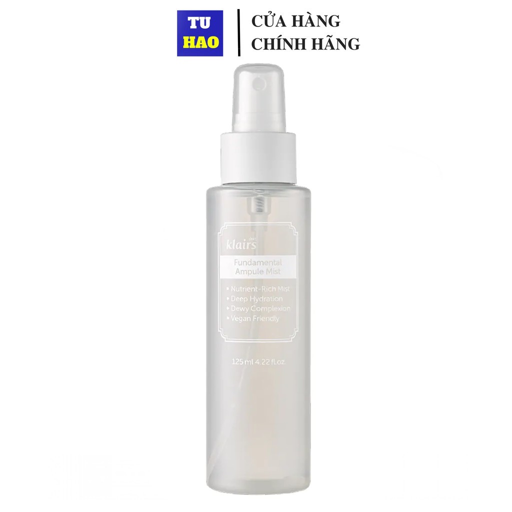 Xịt dưỡng ẩm dear klairs fundamental ampule mist làm dịu da chống oxy hóa 125ml - từ hảo