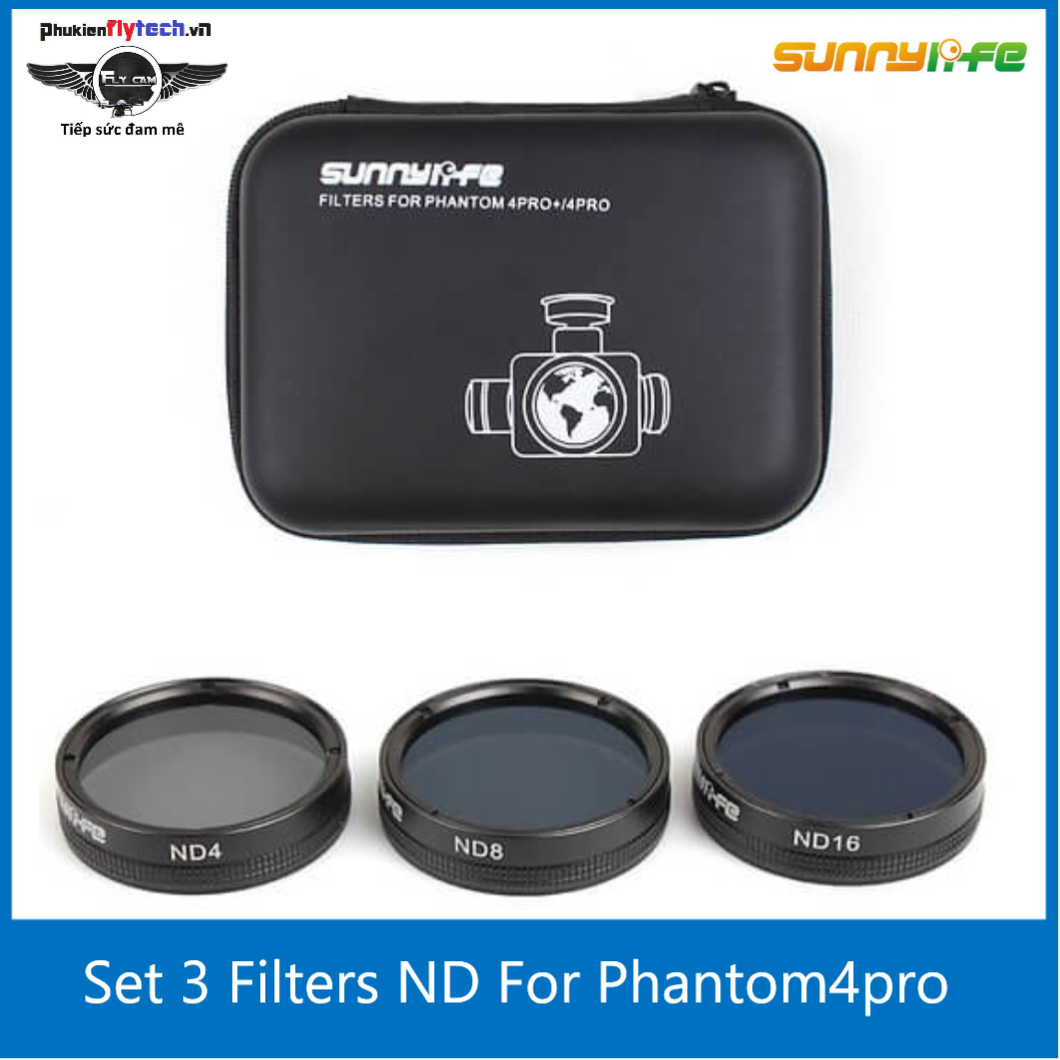 Combo 3 filter ND4 Nd8 ND16 - Phantom 4 pro adv - Combo 3 ND Filter for Phantom 4 Pro - Hàng chính hãng Sunnylife - Phụ kiện phantom 4 - bao gồm 3 filter để thay đổi với nhu cầu khác thỏa mãn đam mê
