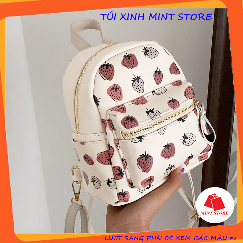 Balo cute nữ , balo mini giá rẻ hình dâu phong cách hàn quốc MT 369