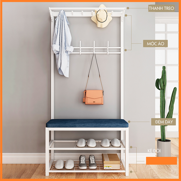 Kệ Để Giày Dép 5 Tầng Kèm Móc Treo Đồ Đa Năng