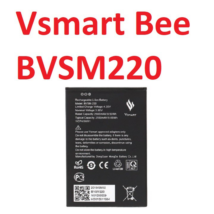 Pin vsmart bee bvsm220 dung lượng 2500mah linh kiện thay thế khi pin phù sạc không vào