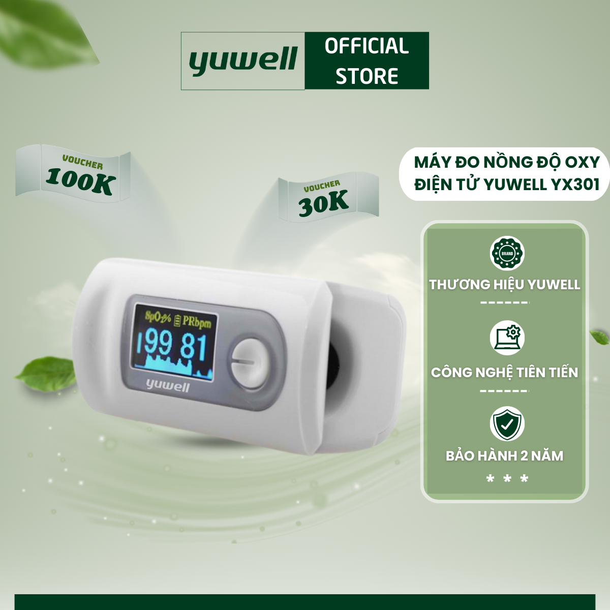 ] Máy đo nồng độ oxy trong máu Yuwell YX301