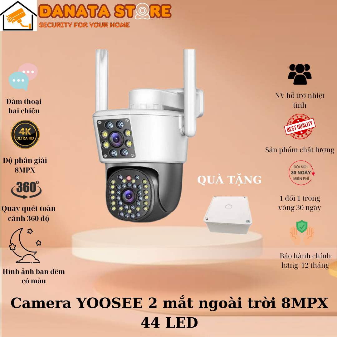 Camera yoosee 8.0mpx 2 mắt - góc rộng - siêu nét có tiếng việt